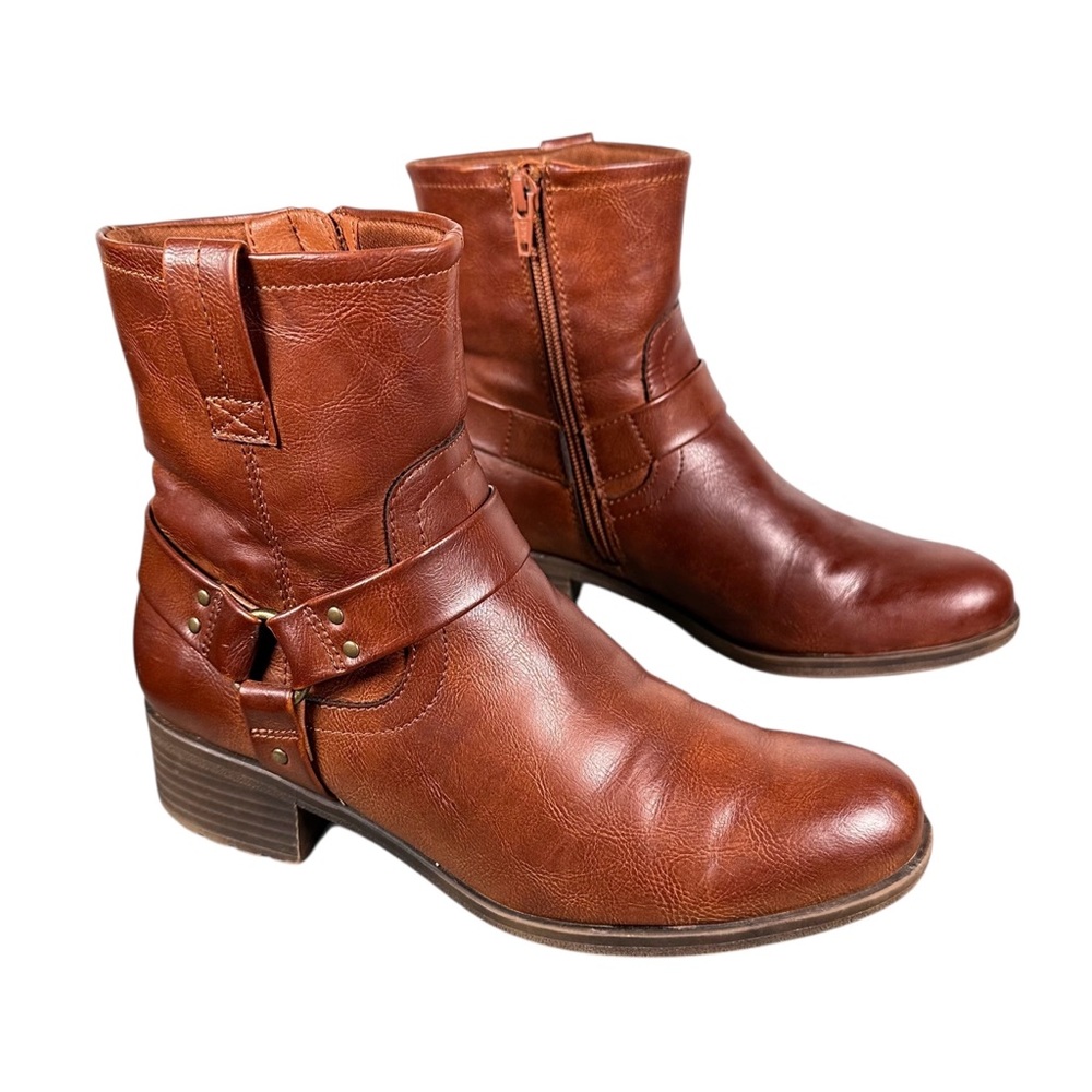 FRYE Elodie Moto Harness Buckle Ankle Boots - Picture 2 of 9